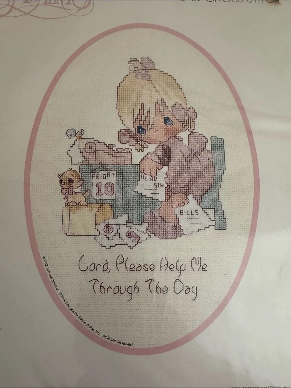 Vintage Precious Moments Counted Thread Cross Stitch in Pink - Charles Craft New